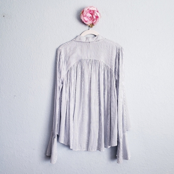 Free People Striped Modern Muse Neck Tie Blouse - Picture 7 of 7